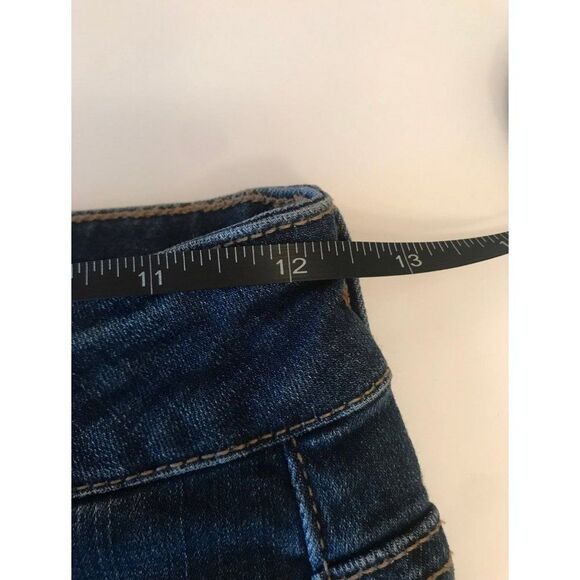 American Eagle dark wash Denim hi-rise stretch jean shorts size 0 y2k - Picture 9 of 10